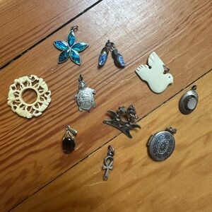 Mixed Charm Lot - Blue Flower, White Dove, Turtle & Assorted Pendants
